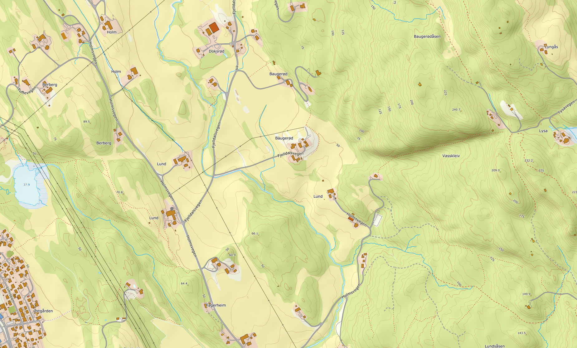 Bilde av kart med fjelldalen i fokus
